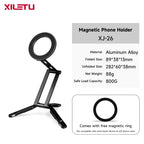 XILETU Magsafe Magnetic Cell Phone Tripod Stand with Hook Foldable Desktop Holder for iPhone Desktop Selfie Video Mobile Tripods