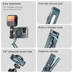 XILETU Magsafe Magnetic Cell Phone Tripod Stand with Hook Foldable Desktop Holder for iPhone Desktop Selfie Video Mobile Tripods