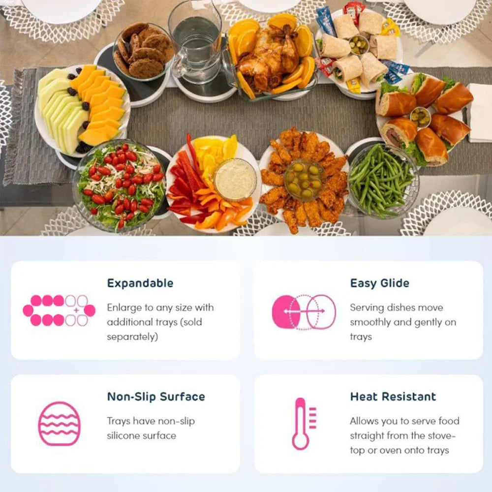 Table Turntable Kitchen Dining Turntable Tray 360 ° Rotation Versatile Heat Resistant Portable Rotating Food Organizer Tray